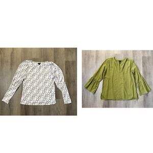 Ann Taylor Women’s Pullover Chain Heart Modal Blouse And Green Blouse M Lot Of 2